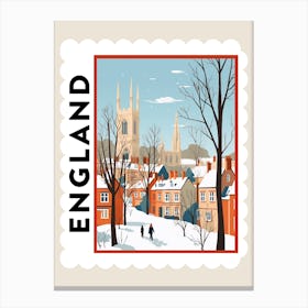 Retro Winter Stamp Poster Canterbury United Kingdom 3 Canvas Print
