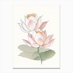 Double Lotus Pencil Illustration 4 Canvas Print