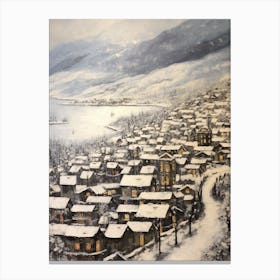 Vintage Winter Painting Troms Norway 2 Canvas Print
