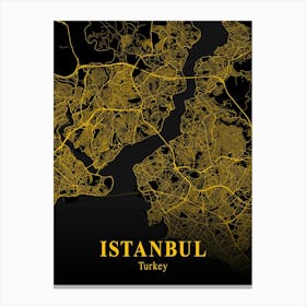 Istanbul Gold City Map 1 Canvas Print