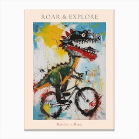 Abstract Dinosaur Riding A Bike Painting 2 Poster Canvas Print