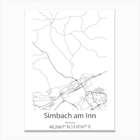 Simbach Am Inn,Germany Minimalist Map Lienzos