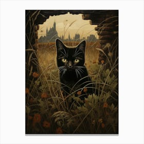 Cat In Front Of A Medieval Castle 1 Canvas Print
