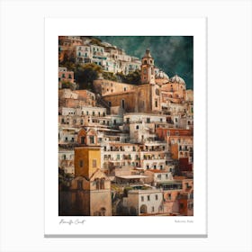 Amalfi Coast, Salerno Italy Pencil Drawing Style 8 Canvas Print