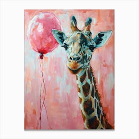 Cute Giraffe 3 With Balloon Canvas Print