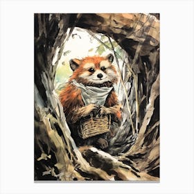 Storybook Animal Watercolour Red Panda 1 Canvas Print