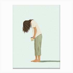 Illustration Of A Girl With A Cup 1 Canvas Print