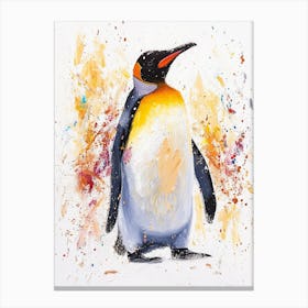 King Penguin Half Moon Island Colour Block Painting 4 Canvas Print
