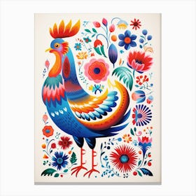 Scandinavian Bird Illustration Rooster 3 Canvas Print