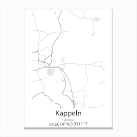 Kappeln,Germany Minimalist Map Canvas Print