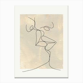 Abstract Kissing Line Art Canvas Print