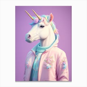 Unicorn Wearing Jacket Canvas Print