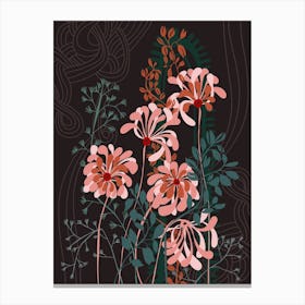 Art Deco Florals Taupe Brown Canvas Print
