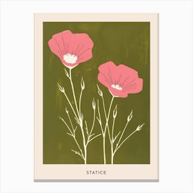 Pink & Green Statice 2 Flower Poster Canvas Print