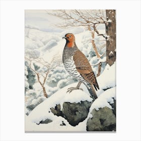 Winter Bird Painting Grouse 3 Canvas Print