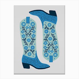Cowgirl Boots   Mint And Blue Canvas Print