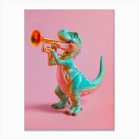 Pastel Toy Dinosaur Playing The Trumpet 1 Canvas Print