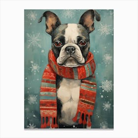 Boston Terrier Christmas Canvas Print
