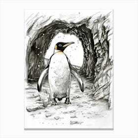 Emperor Penguin Exploring Underwater Caves 2 Canvas Print