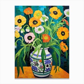 Flowers In A Vase Still Life Painting Cosmos 4 Canvas Print