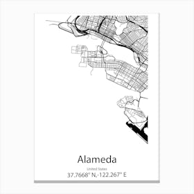 Alameda,United States Minimalist Map Canvas Print