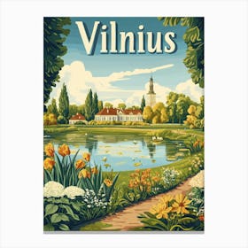 Aihrgdesign A Mid Century Modern Travel Poster For Vilnius Canvas Print