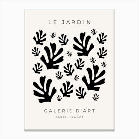 Le Jardin | 02 - Black And White Leaves Botanical Canvas Print