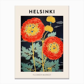 Helsinki Finland Botanical Flower Market Poster Canvas Print