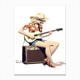 Cowgirl Playing Guitar Canvas Print