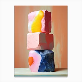 Stack Of Marshmallows, Stones Art Canvas Print