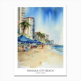 Panama City Watercolour Travel Poster Canvas Print
