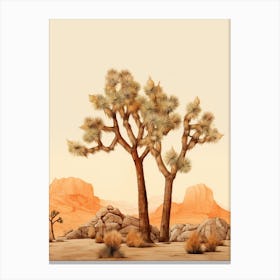  Minimalist Joshua Trees At Dusk In Desert Line Art 1 Canvas Print