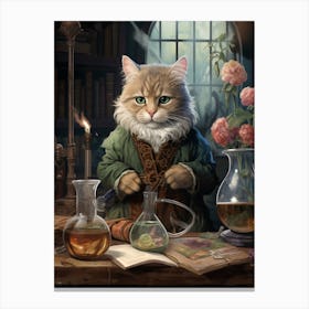 Cute Cat As An Alchemist 1 Canvas Print