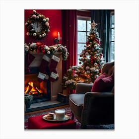 Christmas In The Living Room 3 Canvas Print