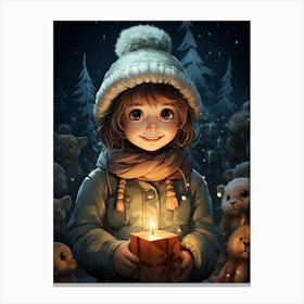 Little Girl Holding A Candle Canvas Print
