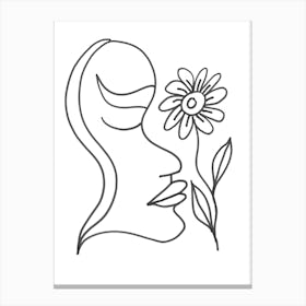 Flower In The Face. Hand made drawing. Hand drawn artwork Canvas Print