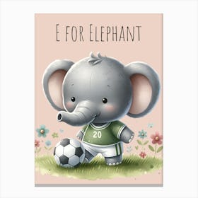 E For Elephant Nursery Canvas Print