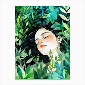 Dreaming Girl In The Forest Canvas Print