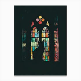 Cat In Stained Glass Window 19 Canvas Print