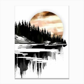 Landscape With Trees And Moon Canvas Print