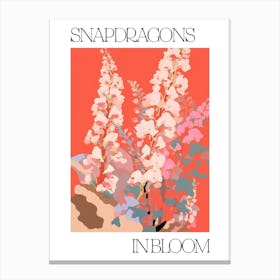 Snapdragons In Bloom Flowers Bold Illustration 4 Canvas Print