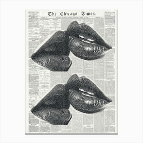 Lips Wall Art | vintage Retro Black + White Pop Art | Trendy Decor | Neutral Wall Art | 60’s 70’s Art Prints | Cute Girly Feminist Canvas Print