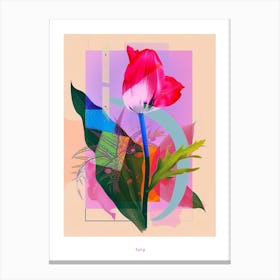 Tulip 2 Neon Flower Collage Poster Canvas Print