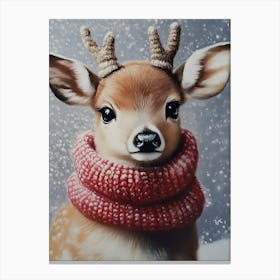 Deer In A Scarf Canvas Print