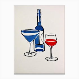 Boulevardier Picasso Line Drawing Cocktail Poster Canvas Print