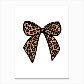 Leopard Print Neutral Bow Canvas Print