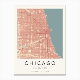 Chicago Map Print - Botticelli style Canvas Print