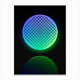 Neon Blue and Green Abstract Geometric Glyph on Black n.0347 Canvas Print