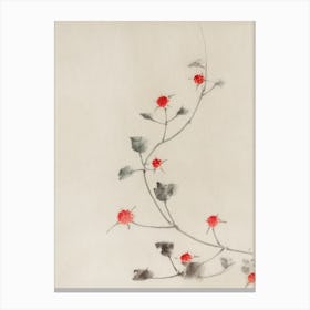 Small Red Blossoms On A Vine, Katsushika Hokusai Canvas Print