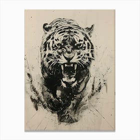 Badass Angry Tiger Ink Painting 4 Canvas Print